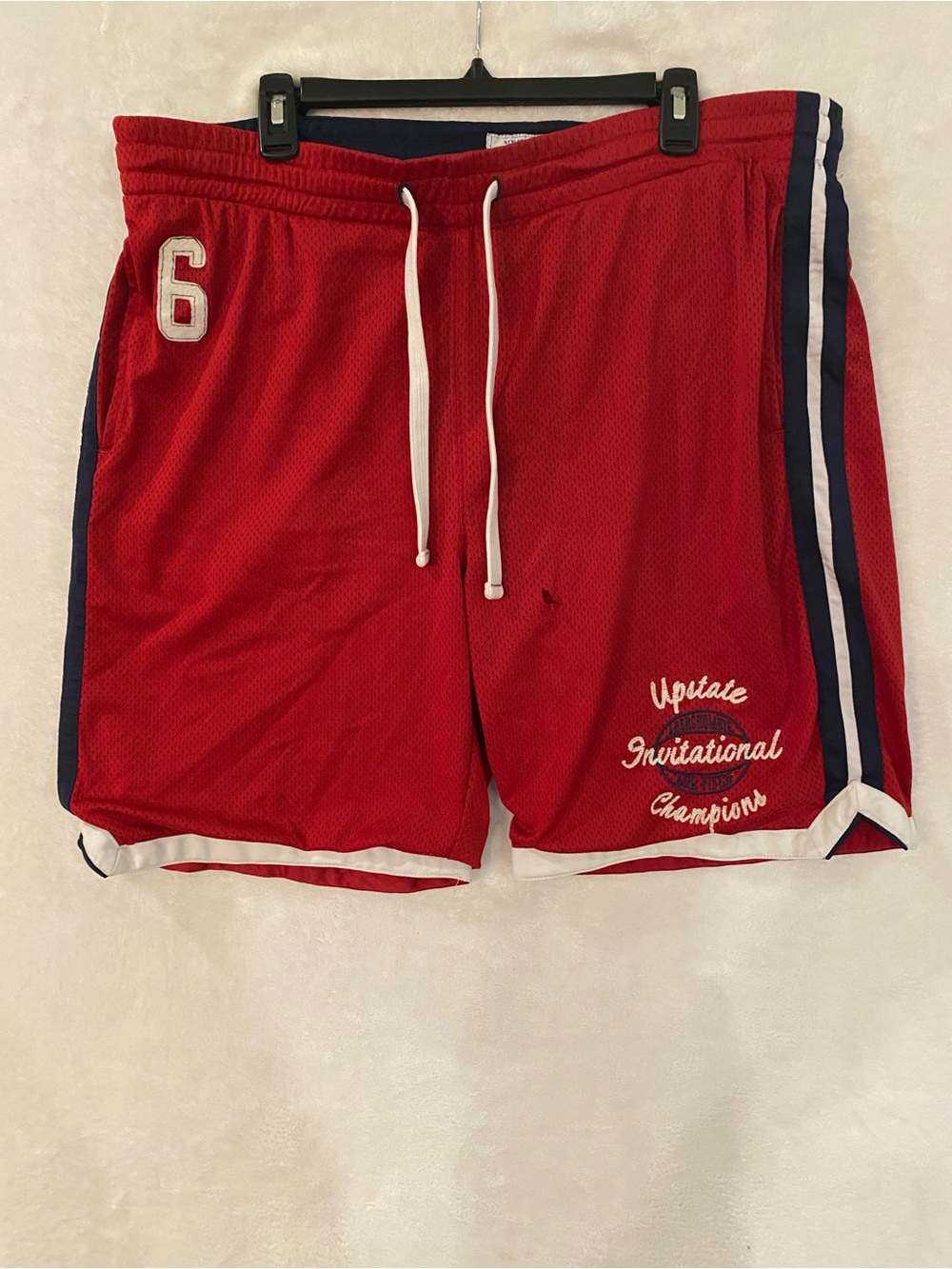 Abercrombie & Fitch Red Athletic Shorts with Navy & White Trim